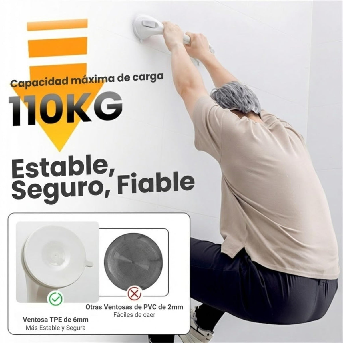 Agarraderas Baño con Ventosa Fuerte Antideslizante