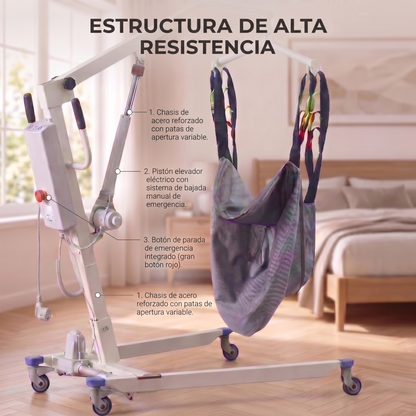 Grúa Eléctrica para Pacientes con Arnés Incluido – Elevador Ortopédico de Alta Resistencia
