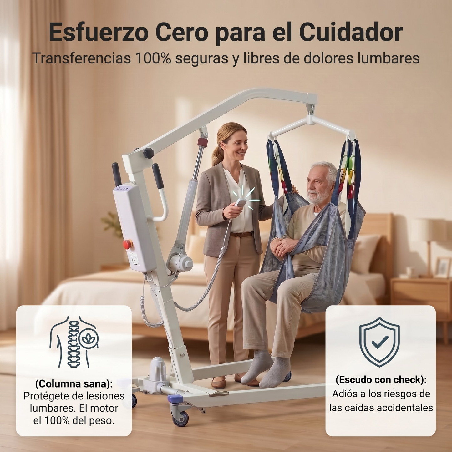 Grúa Eléctrica para Pacientes con Arnés Incluido – Elevador Ortopédico de Alta Resistencia