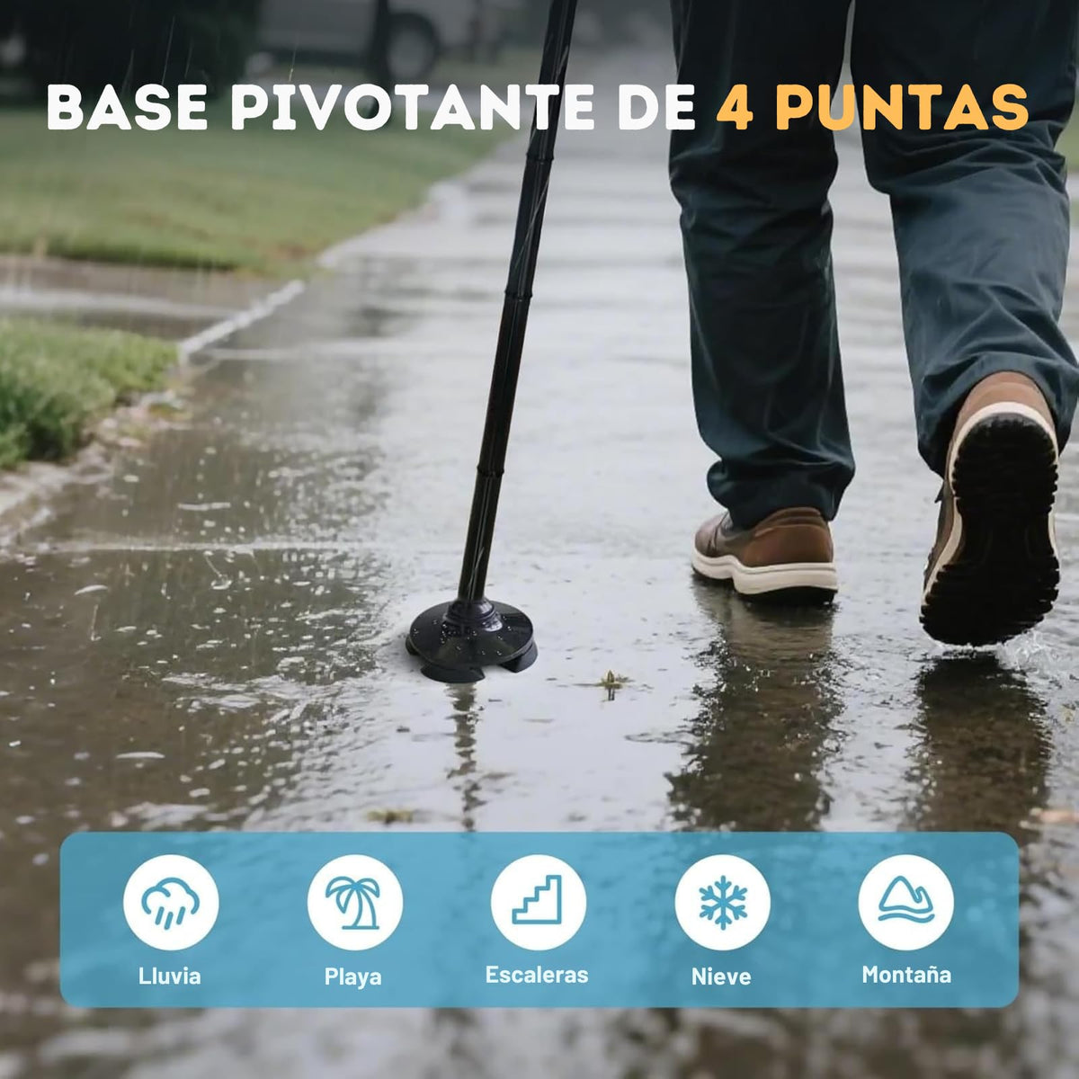 Bastón Plegable con Luz LED y Base Antideslizante