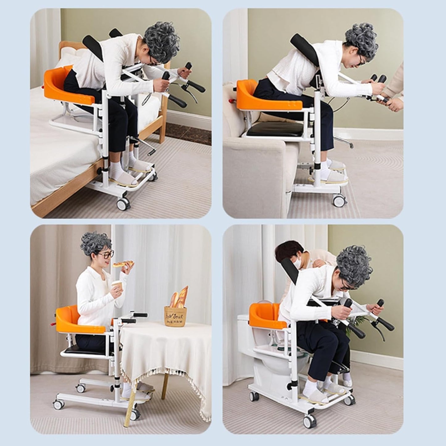 Silla de Transferencia para Pacientes y Ancianos con Apertura 180° – Ajustable y con Ruedas