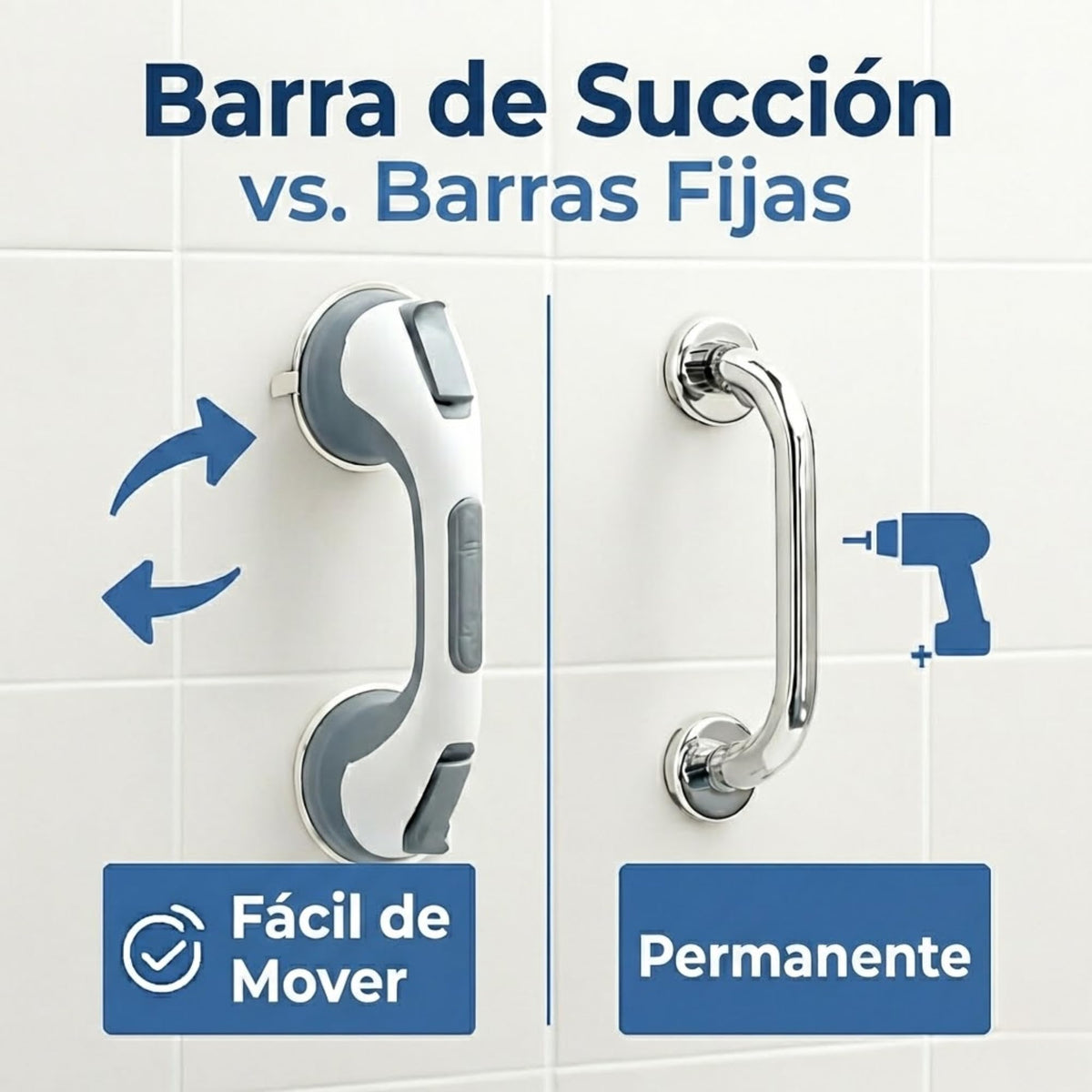 Agarraderas Baño con Ventosa Fuerte Antideslizante