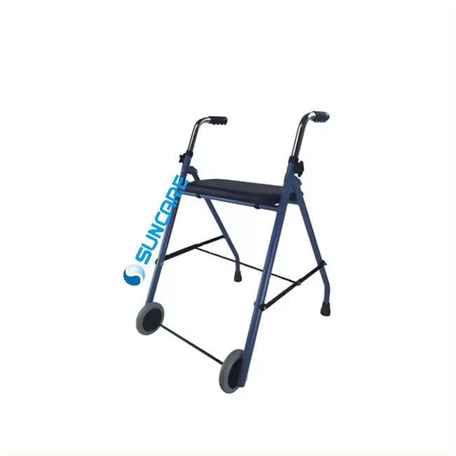 ANDADOR PARA ANCIANOS DE 2 RUEDAS- PLEGABLE Y AJUSTABLE CON ASIENTO - ALUMINIO