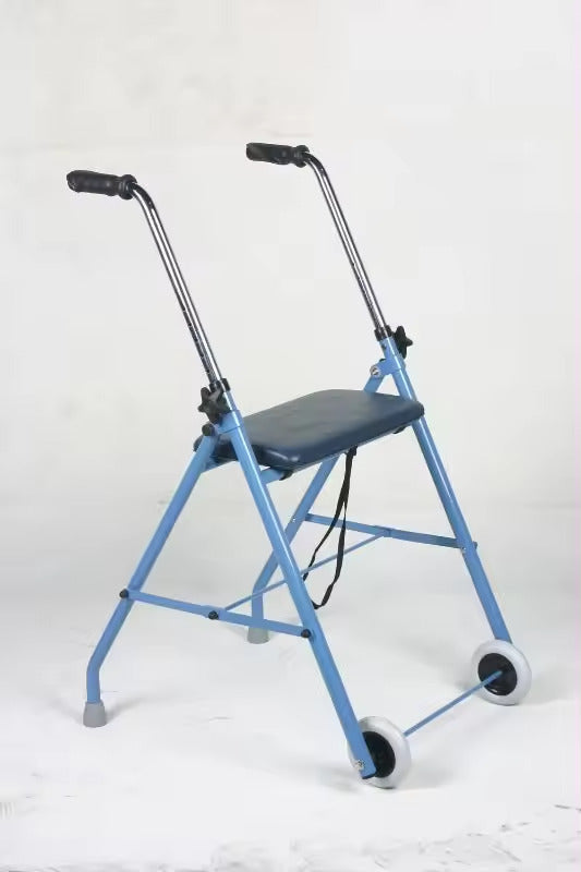 ANDADOR PARA ANCIANOS DE 2 RUEDAS- PLEGABLE Y AJUSTABLE CON ASIENTO - ALUMINIO