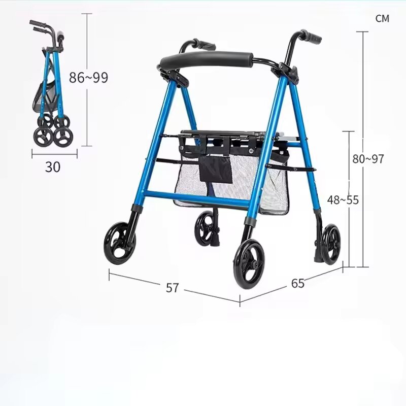 ANDADOR 4 RUEDAS PLEGABLE - ASIENTO Y RESPALDO - ALUMINIO - CESTA